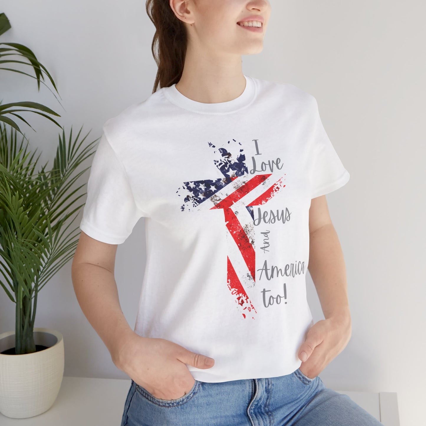 I Loves Jesus And America Too Shirt, 4th Of July Shirt, Christian Shirt, Trendy America Shirt, Patriotic Tee, Christian 4th Of July