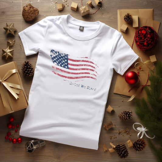 United We Stand Short Sleeve T -Shirt American Flag Distressed Shirt, American Flag Shirt, USA Flag Shirt, Unisex American Flag Shirt