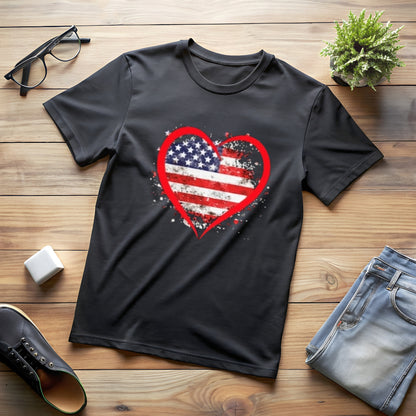 American Flag Heart Shirt, Patriotic Shirt, 4th of July Shirt, Family Shirt, Fourth of July Gift, USA Flag Shirt, Stars and Stripes