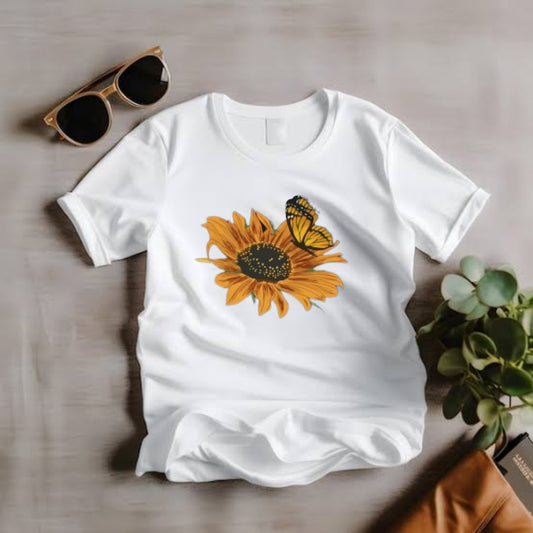 Sunflower Butterfly T-shirt, Sunflower Lovers T-shirt